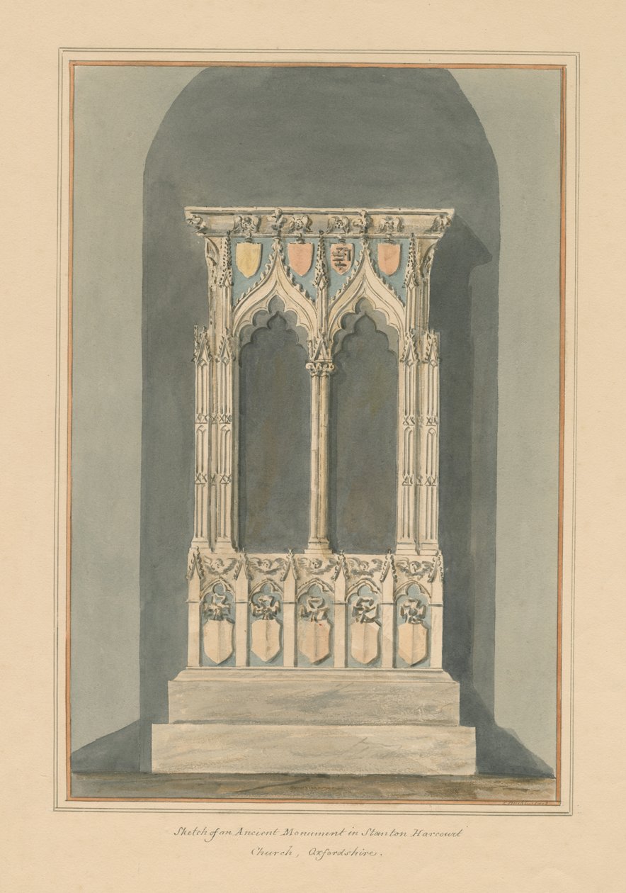 Igreja de Oxfordshire - Stanton Harcourt - monumento, 1803 de John Buckler