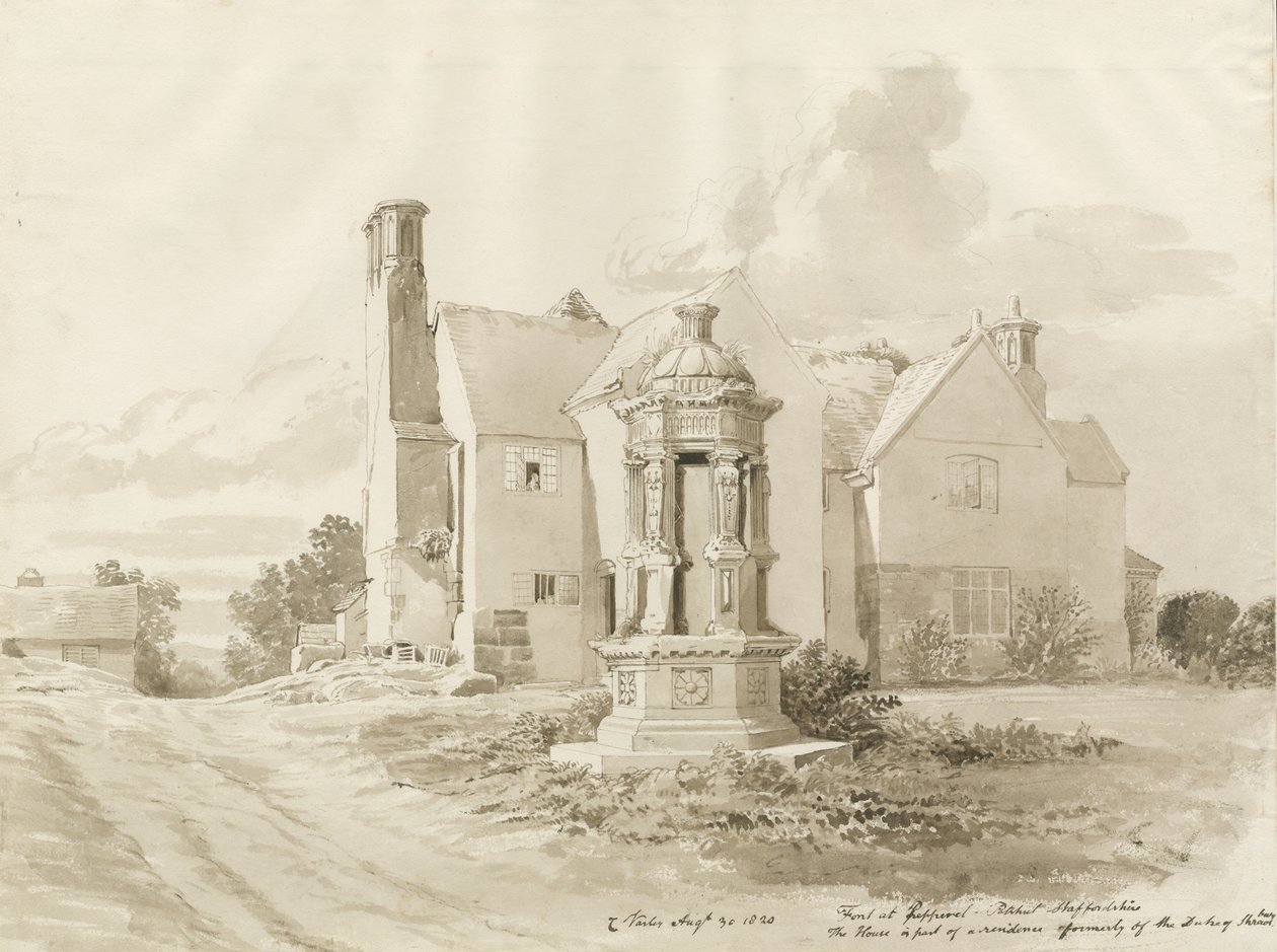 Patshull - Pepperhill: desenho em sépia, 30 de agosto de 1820 de John Buckler