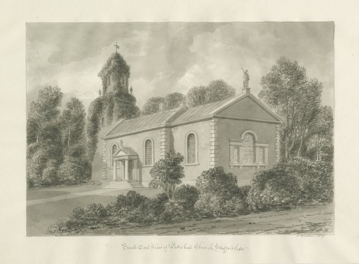 Igreja Patshull: desenho sépia de John Buckler