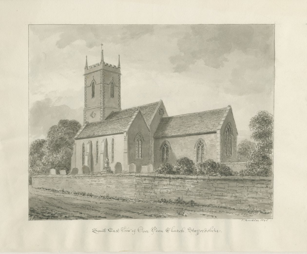 Penn Church: desenho em sépia de John Buckler