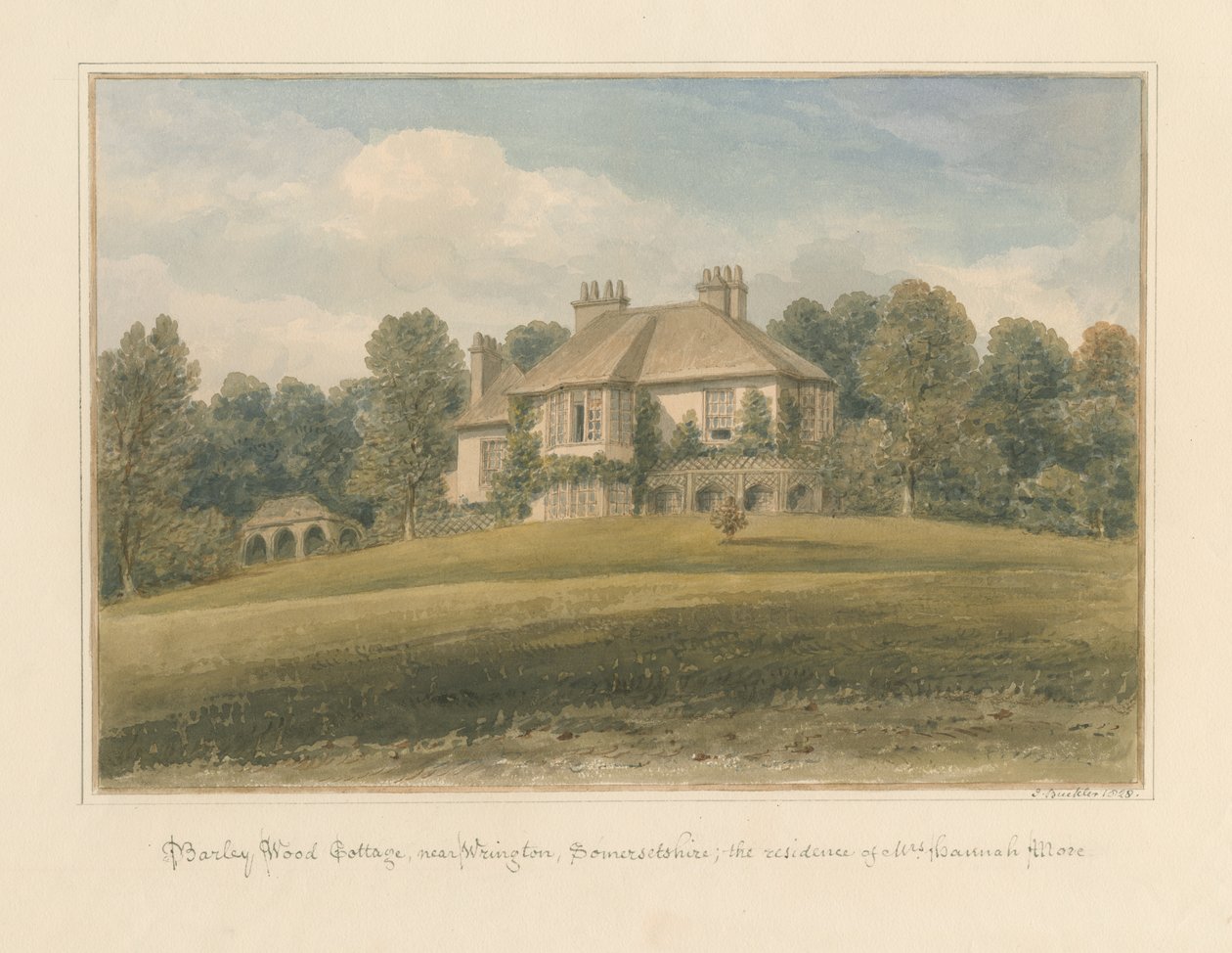 Somerset - Wrington - casa de madeira de cevada, 1828 de John Buckler