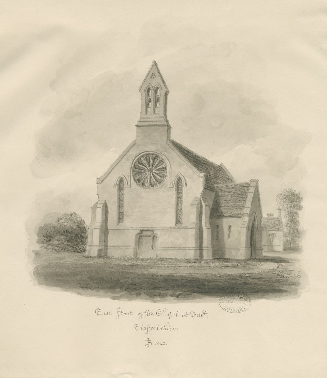 Stafford - Capela de Sal [St. James "]: desenho em sépia de John Buckler