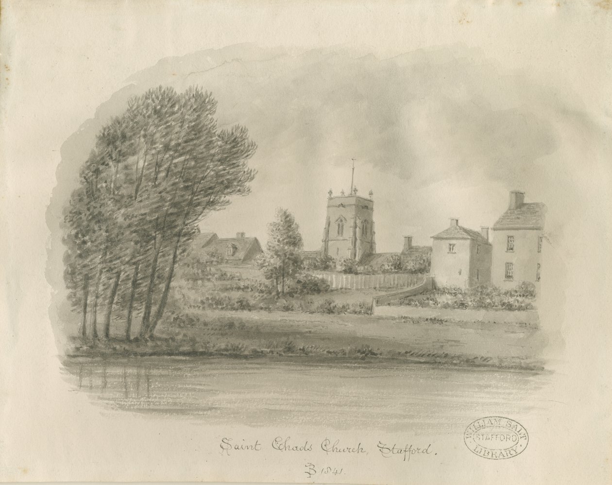 Stafford - Igreja de São Chade: desenho em sépia de John Buckler