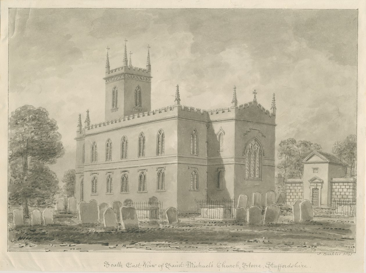 Igreja de Pedra - &39;St. Michael&39;s &39;: desenho sépia de John Buckler