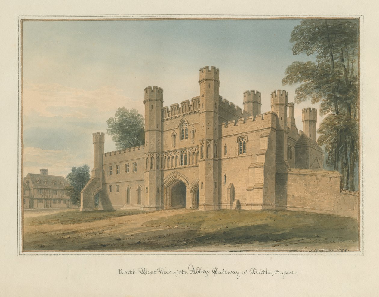Sussex - Batalha - Abbey Gateway, 1824 de John Buckler