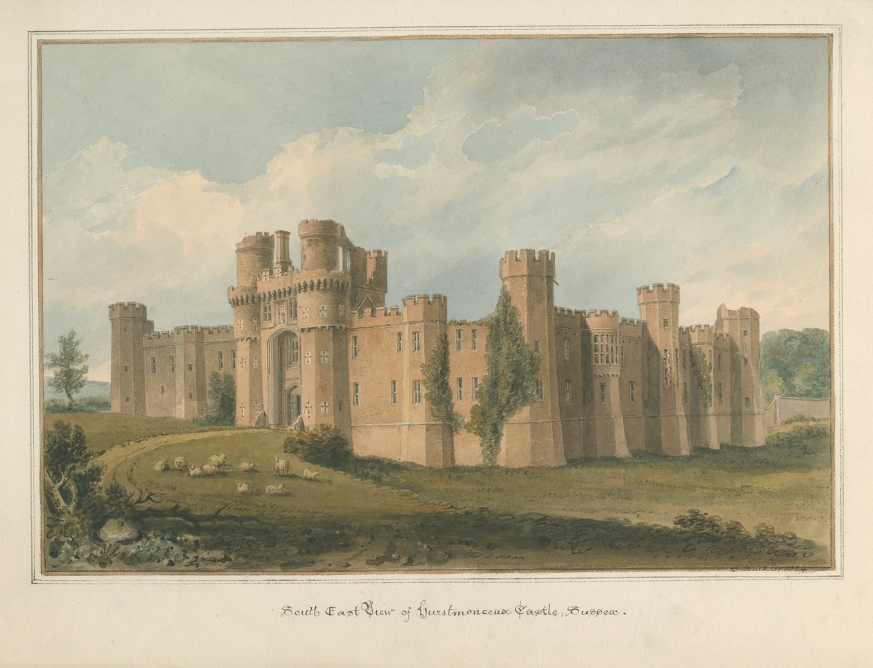 Sussex - Castelo Herstmonceux, 1824 de John Buckler