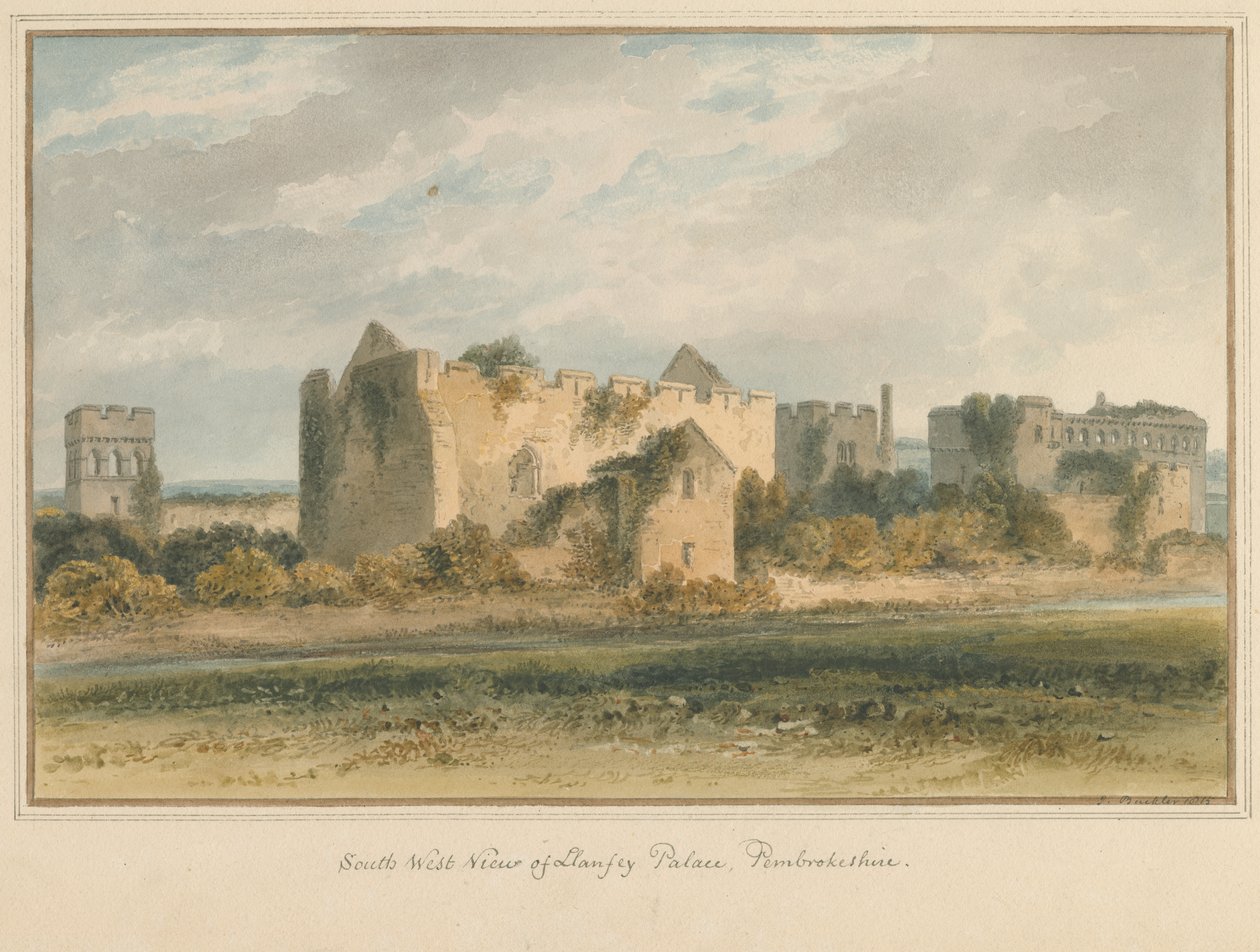 País de Gales - Pembrokeshire - Palácio Llanfey, 1815 de John Buckler