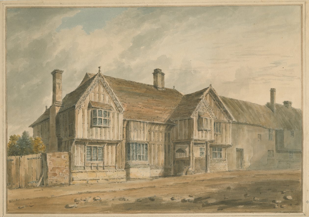 Casa de Warwickshire - Stratford - Shakespeare, 1826 de John Buckler