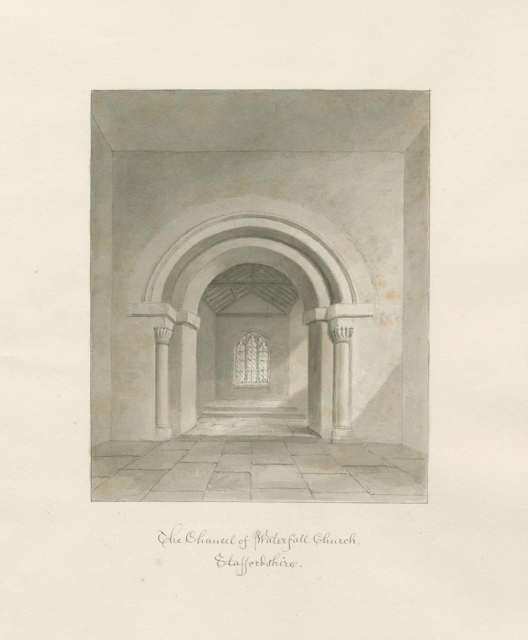 Igreja da Cachoeira - Interior da Capela-mor: desenho em sépia, 1847 de John Buckler