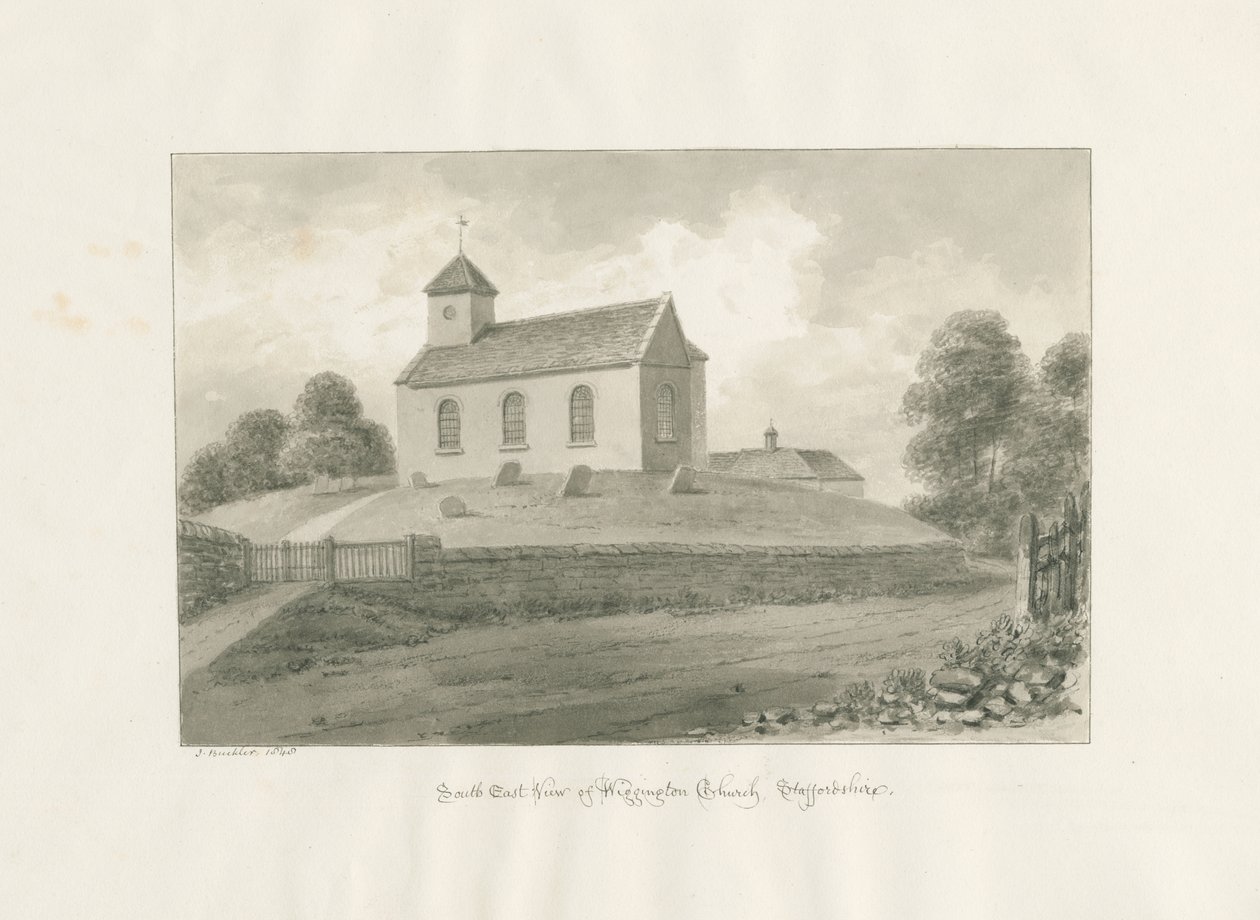 Igreja de Wigginton: desenho em sépia, 1848 de John Buckler