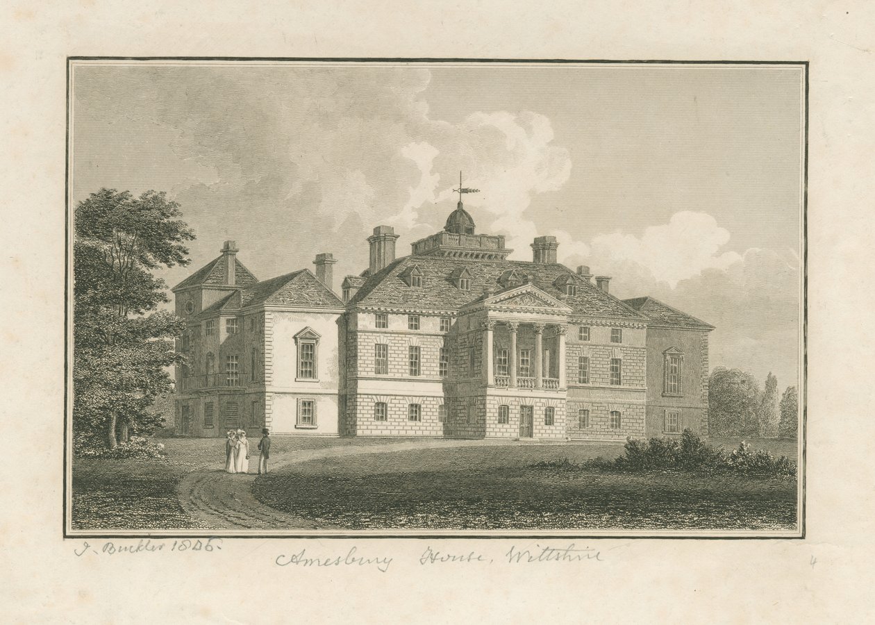 Wiltshire - Amesbury House: gravura de John Buckler