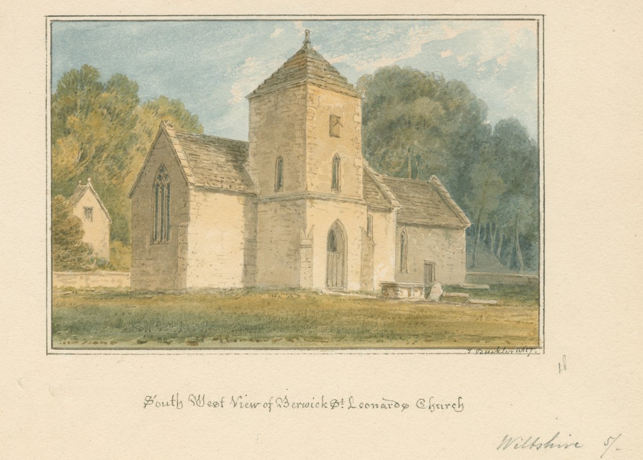 Wiltshire - Igreja de Berwick Saint Leonard, 1817 de John Buckler