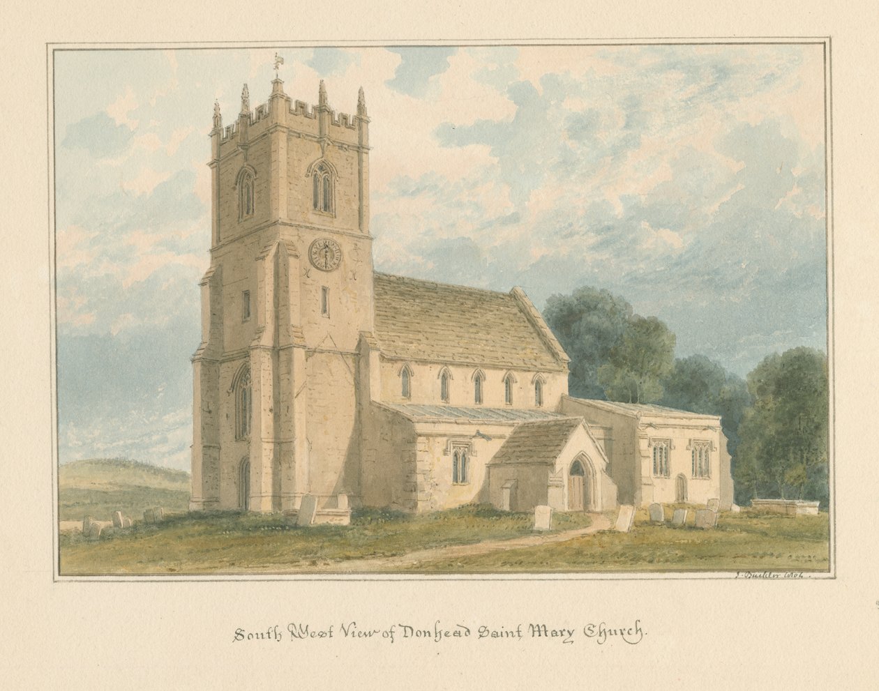 Wiltshire - Igreja Donhead Saint Mary, 1804 de John Buckler