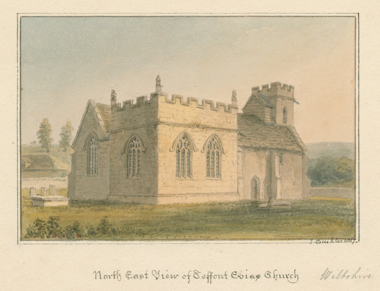 Wiltshire - Igreja Teffont Evias, 1817 de John Buckler