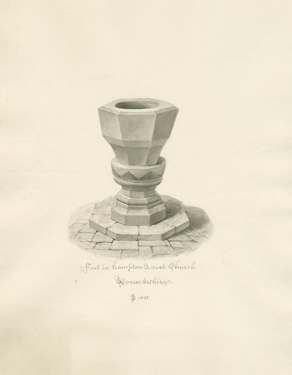 Worcestershire - Igreja Hampton Lovett - Fonte: desenho em sépia de John Buckler