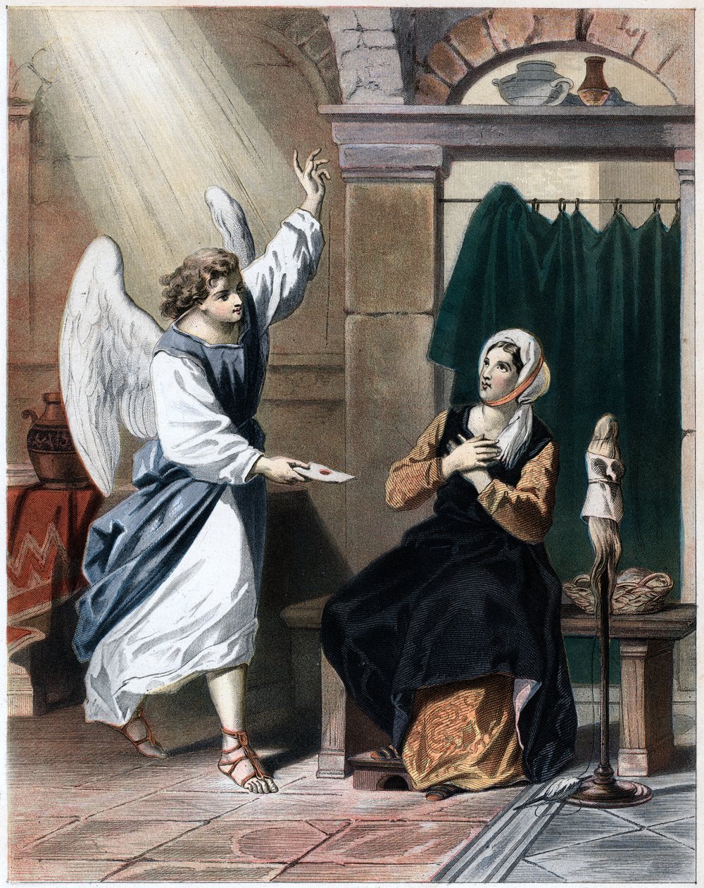 Anjo trazendo uma carta de Deus para Christiana, c1850 de John Bunyan Bristol