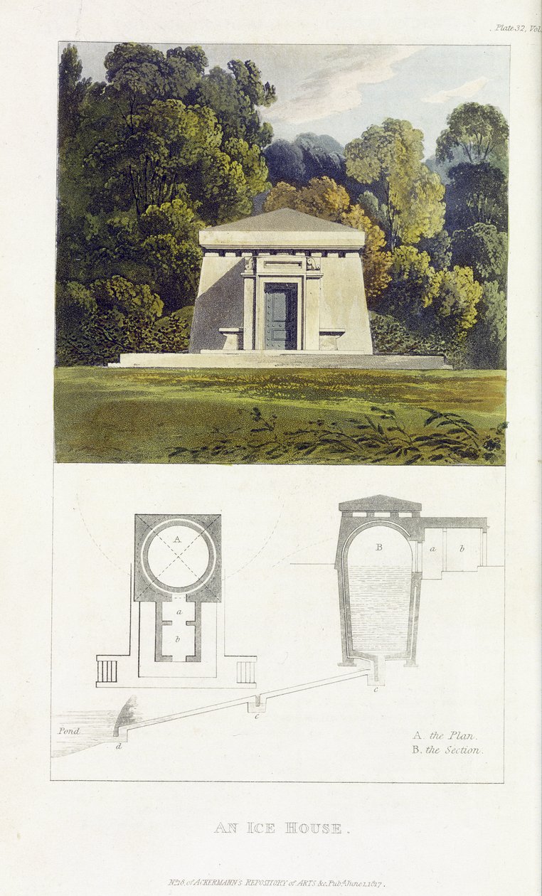Uma Casa de Gelo, do "Repositório de Artes" de Ackermann, publicada em 1817 de John Buonarotti Papworth