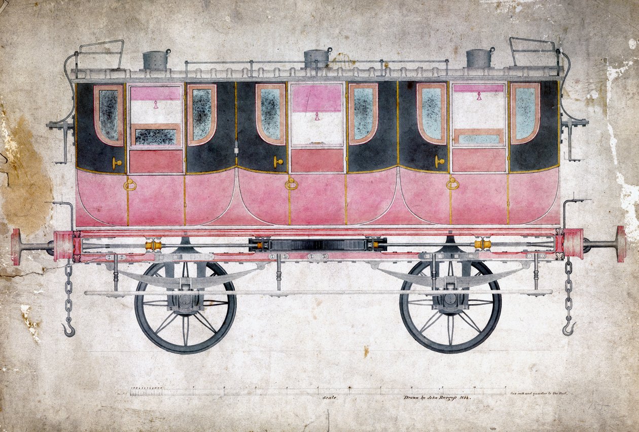 Transporte de primeira classe de Manchester & Leeds Railway, c.1844 de John Burgess