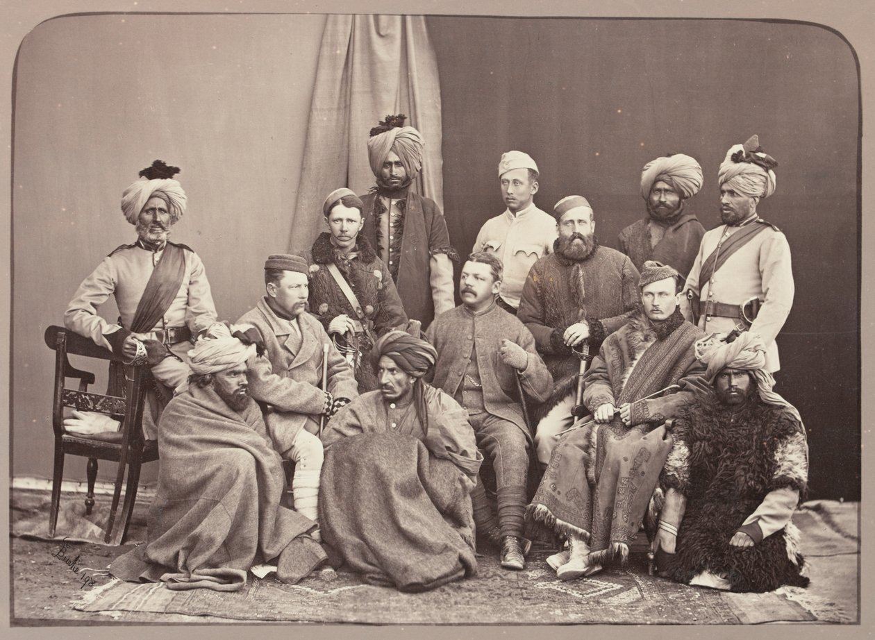 Oficiais Britânicos e Nativos, 5º Regimento de Infantaria, Força Fronteiriça de Punjab de John Burke