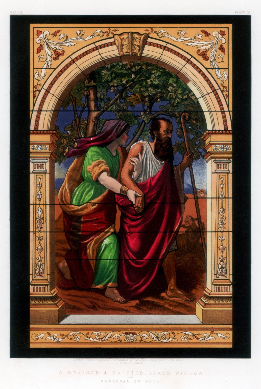 Uma janela de vidro manchada e pintada, do século XIX. de John Burley Waring