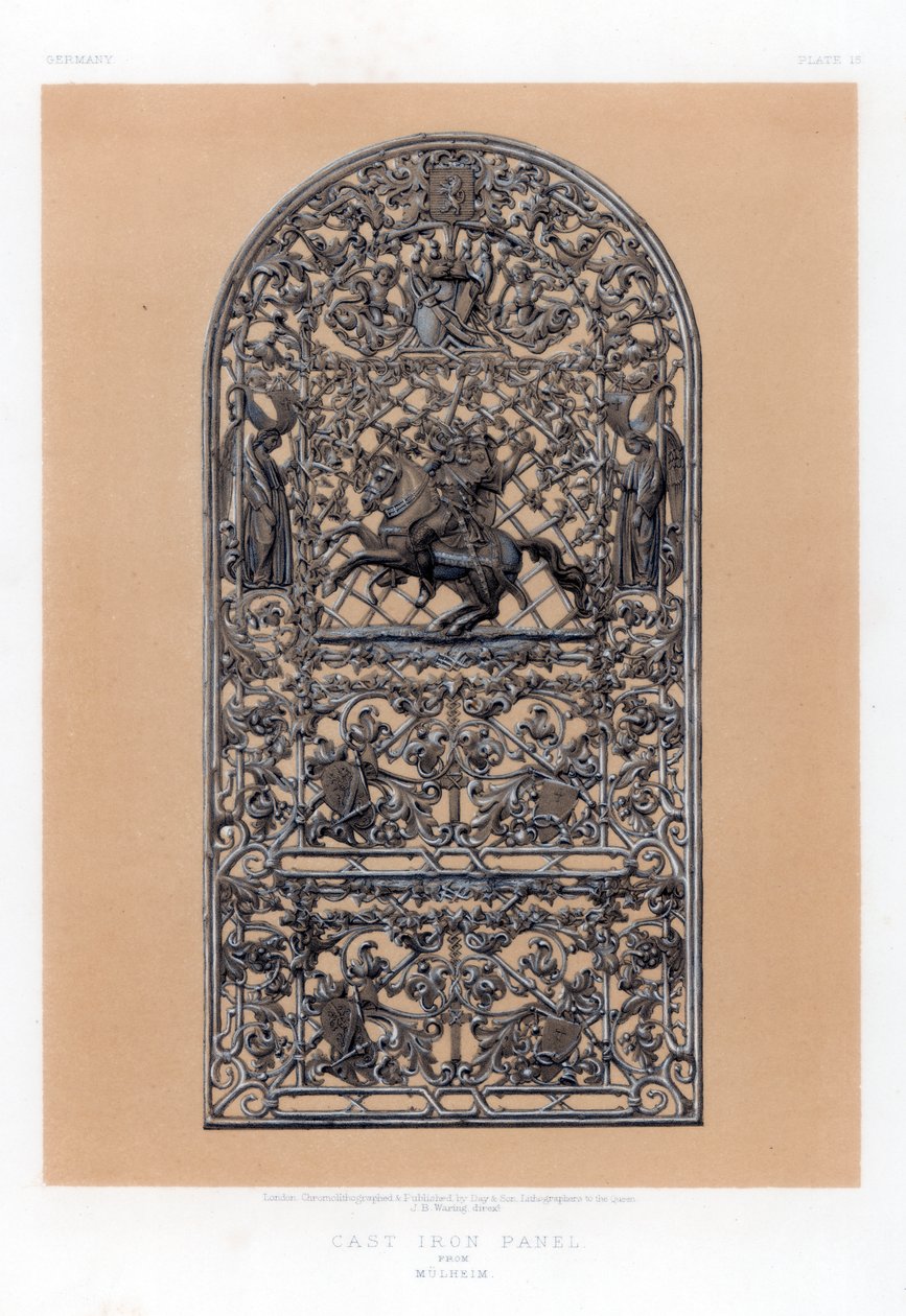 Painel de ferro fundido de Mulheim, Alemanha, século XIX de John Burley Waring