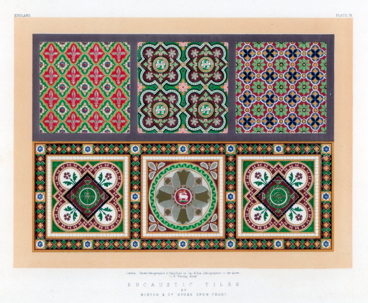 Azulejos Encaustic, século XIX. de John Burley Waring