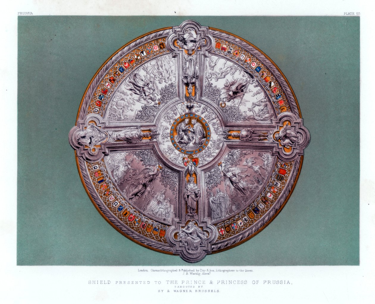 Escudo Apresentado ao Príncipe e Princesa da Prússia. século 19 de John Burley Waring