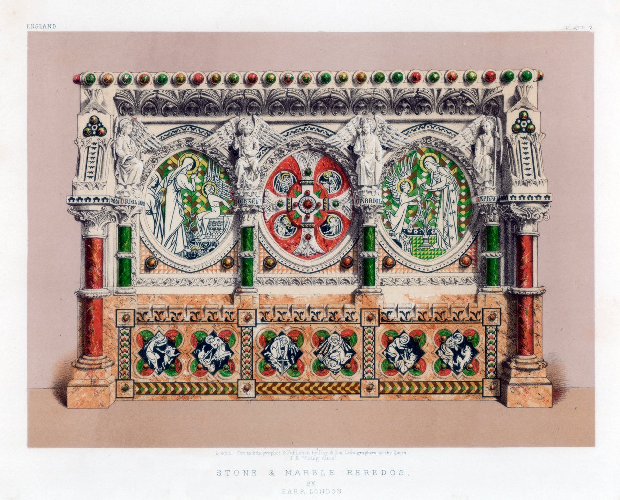 Reredos em pedra e mármore, século XIX. de John Burley Waring