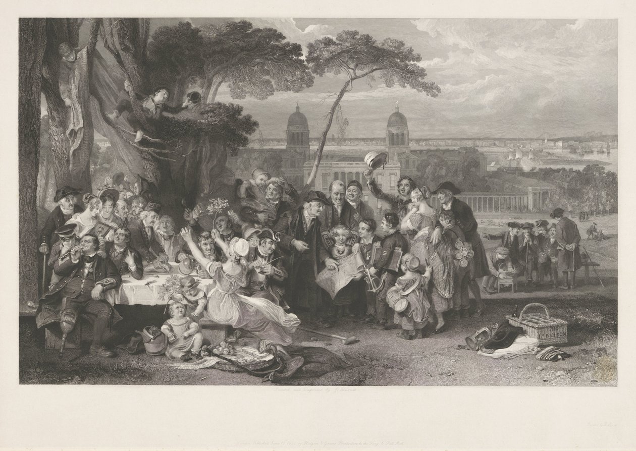 Festa em um parque comemora vitória em Trafalgar de John Burnet