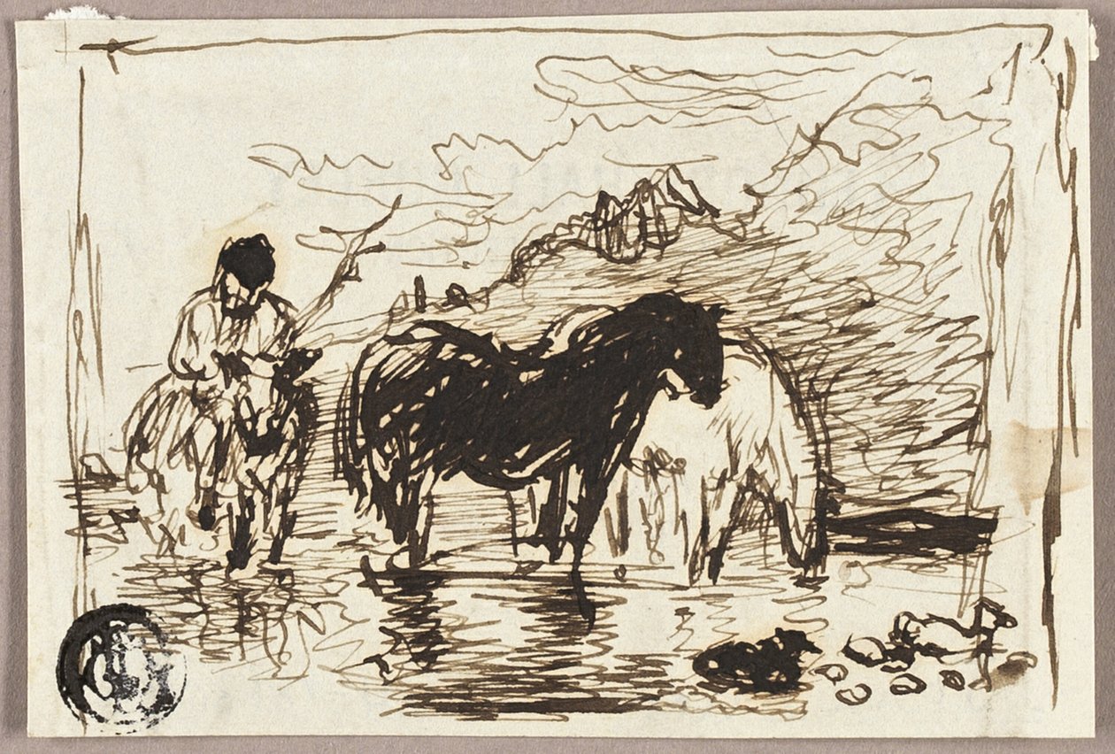 Esboço de Cavalos de Água de John Burnet