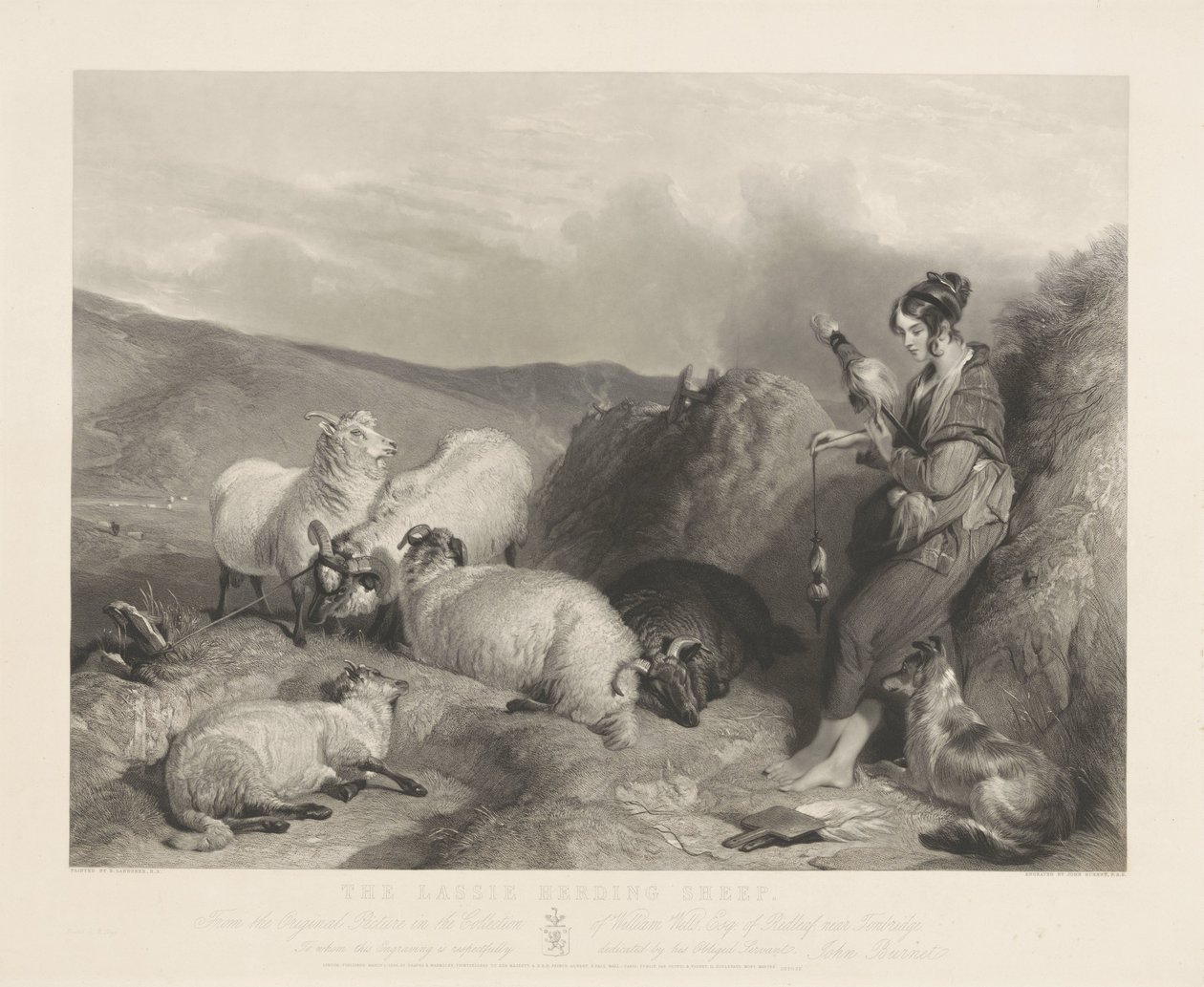 A Lassie pastoreando ovelhas. de John Burnet
