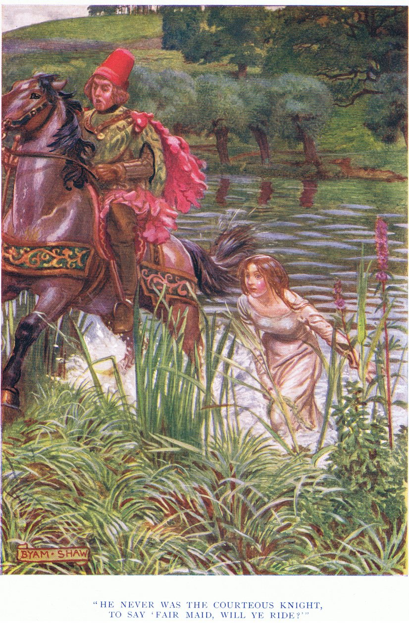 Ele nunca foi o cavaleiro cortês, para dizer, bela empregada cavalgará, 1928 de John Byam Liston Shaw