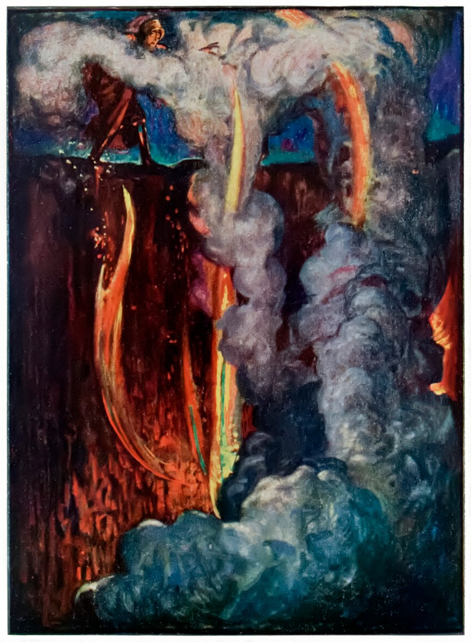 Hells Mouth from the Pilgrims Progresso deste mundo, para o que está por vir John Bunyan (1628-1688) Ilustração por Byam Shaw (1872-1919) mostrando Christian no Vale da Sombra da Morte de John Byam Liston Shaw