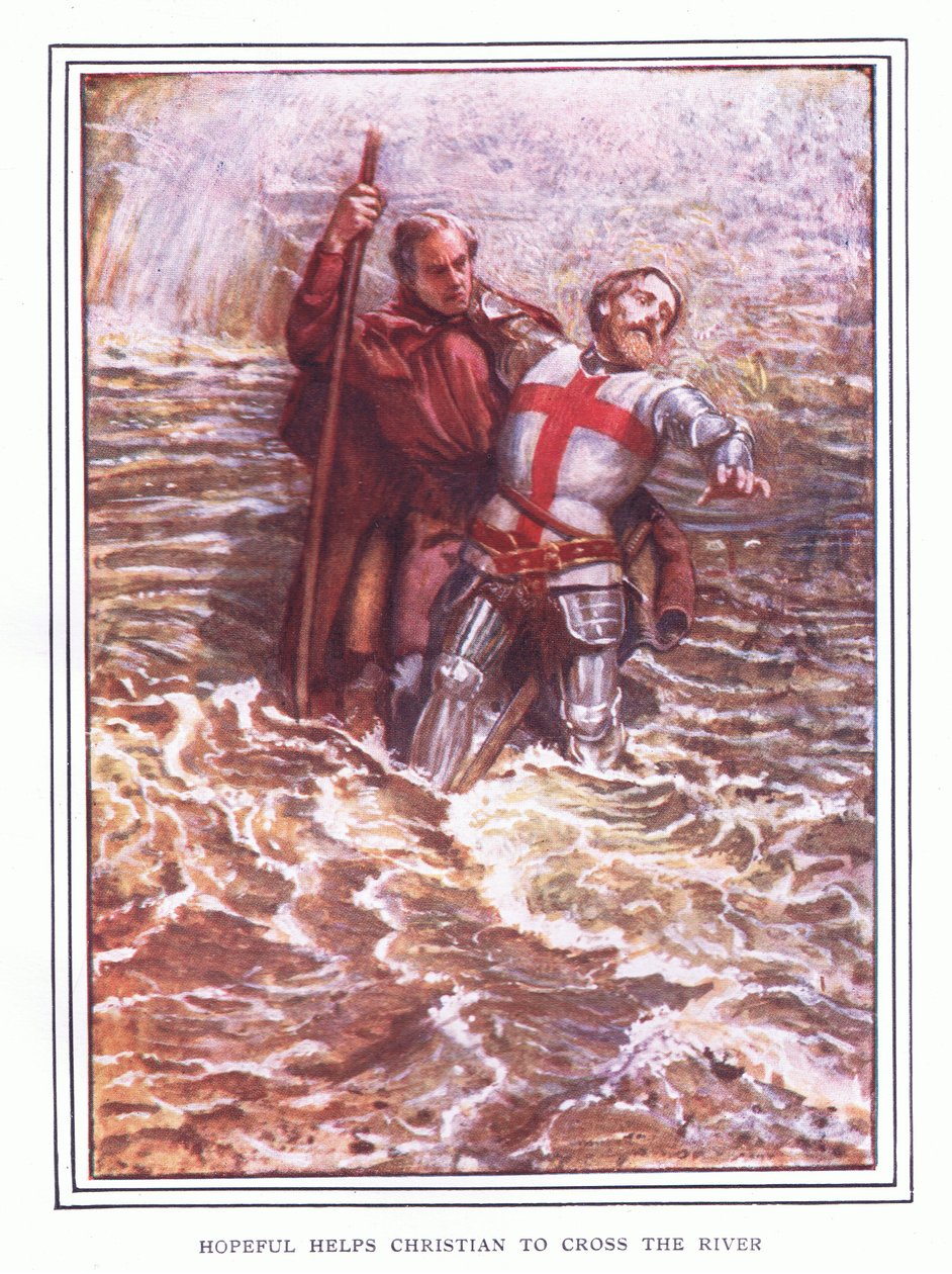 Esperançoso ajuda Christian a atravessar o rio de John Byam Liston Shaw