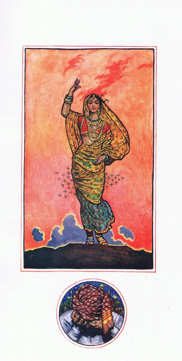 Reminiscência de Mahomed Akram, ilustração de The Garden of Kama (e outras letras da Índia), 1920 de John Byam Liston Shaw