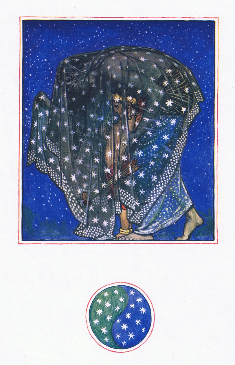 Reverie: Zamur-u-Din: Por mil anos, a noite de milhares de céus trouxe homens aqui, ilustração de The Garden of Kama (e outras letras da Índia), 1920 de John Byam Liston Shaw