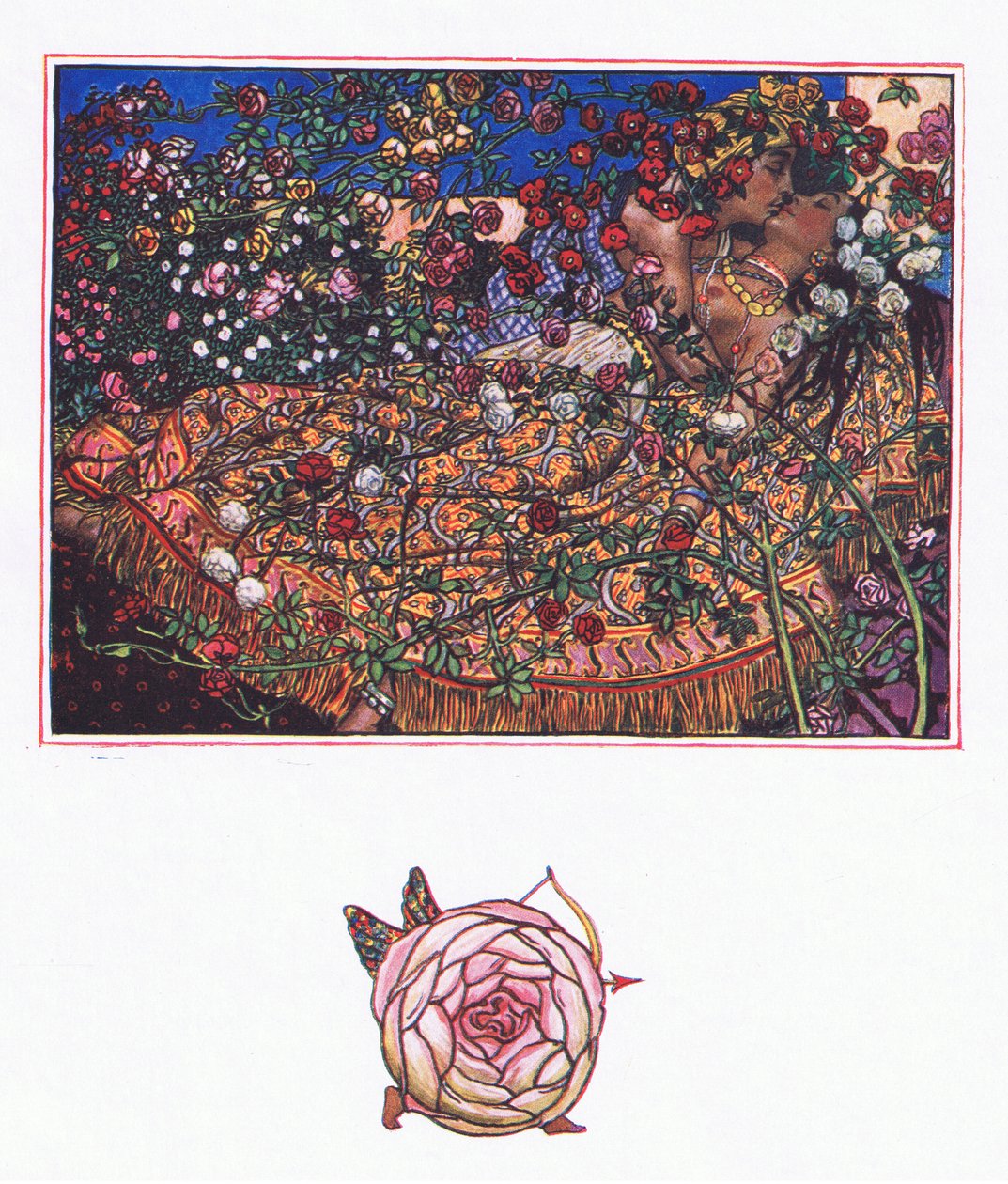Canção de Gulbaz, ilustração de The Garden of Kama (e outras letras da Índia), 1920 de John Byam Liston Shaw