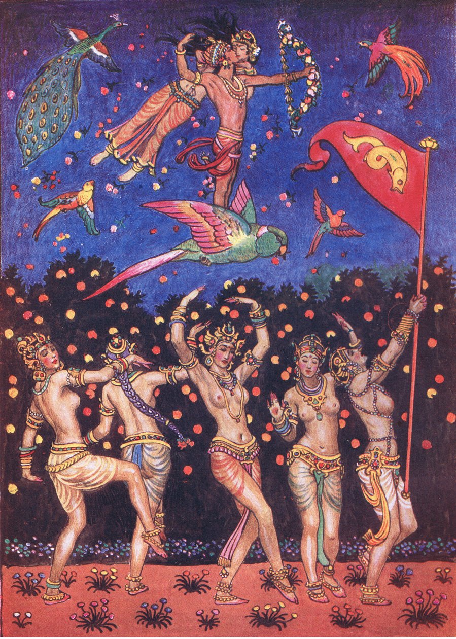 O Jardim de Kama, ilustração do Jardim de Kama (e outras letras da Índia), 1920 de John Byam Liston Shaw