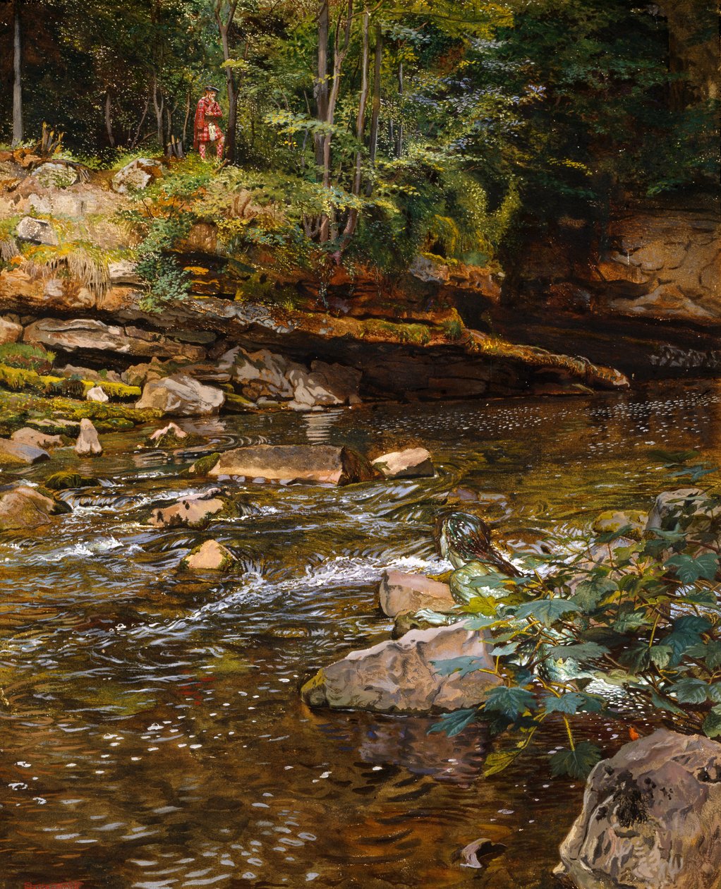 O Kelpie e o Highlander (giz e bodycolour no papel) de John Byam Liston Shaw