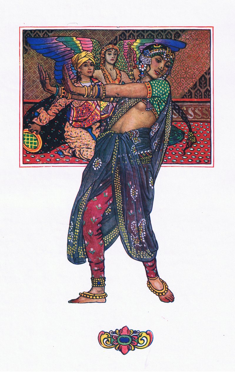 The Temple Dancing Girl, ilustração do The Garden of Kama (e outras letras da Índia), 1920 de John Byam Liston Shaw