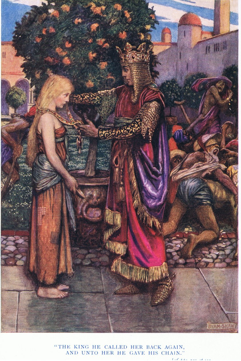 O rei ele a chamou de volta, e ela deu sua corrente, 1928 de John Byam Liston Shaw
