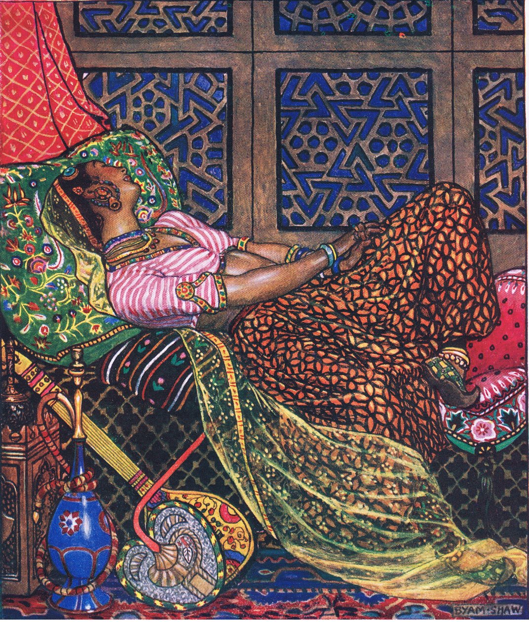 Zira em cativeiro, ilustração do The Garden of Kama (e outras letras da Índia), 1920 de John Byam Liston Shaw
