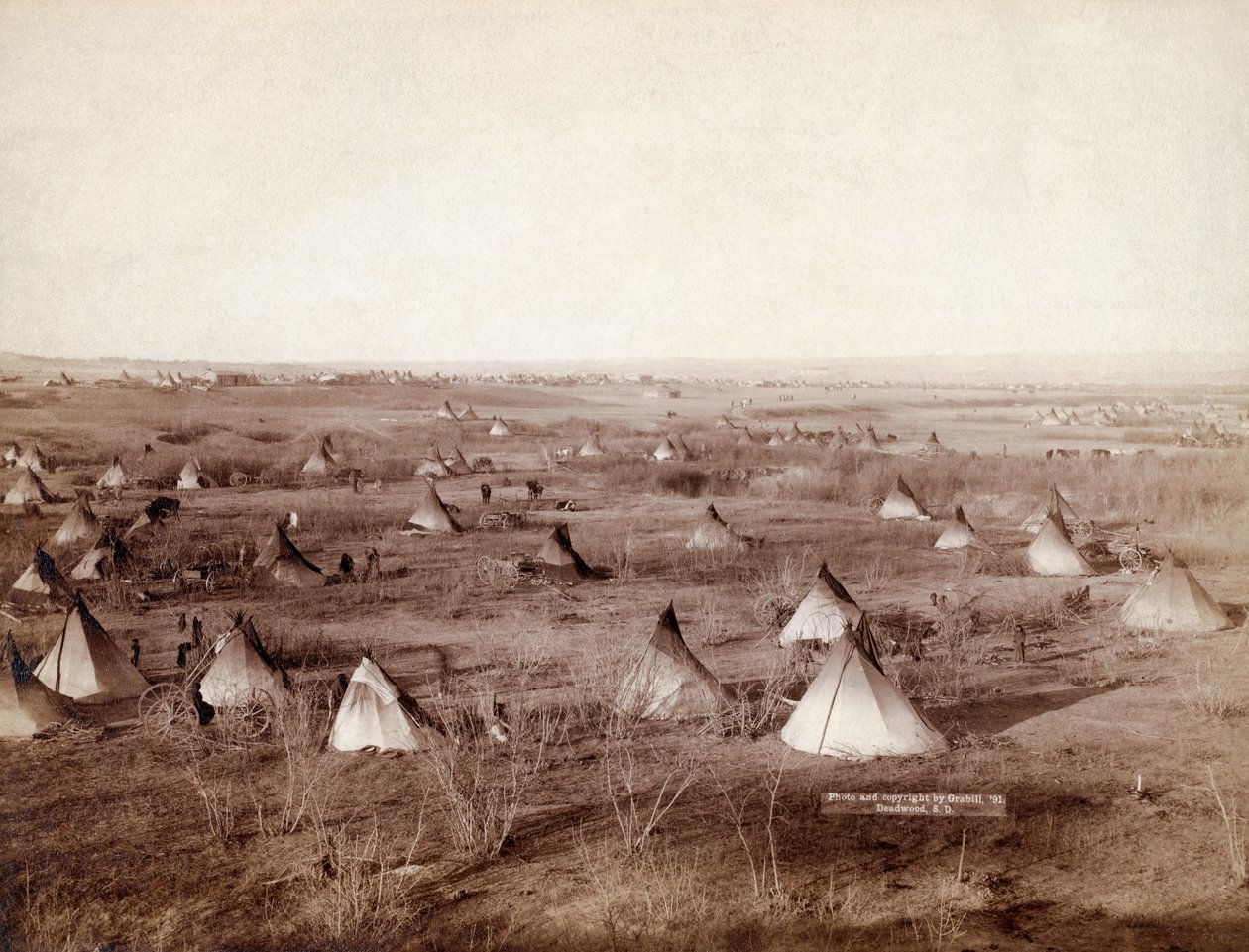 Lakota Tribal Village em 1891 por John Grabill de John C. H. Grabill
