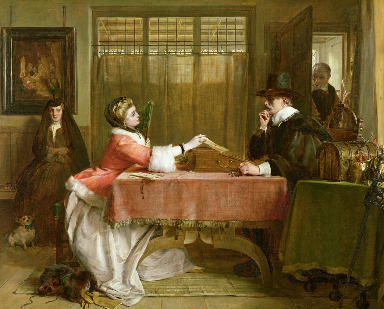 Sala Privada do Banqueiro, Negociando um Empréstimo, 1870 de John Callcott Horsley