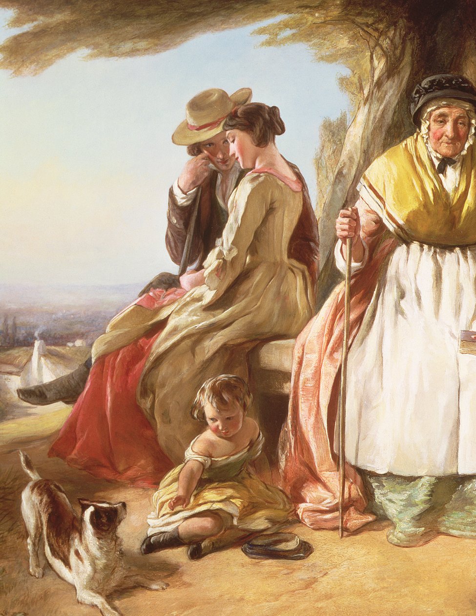 Juventude e Idade, detalhe dos amantes (detalhe de 59345) de John Callcott Horsley