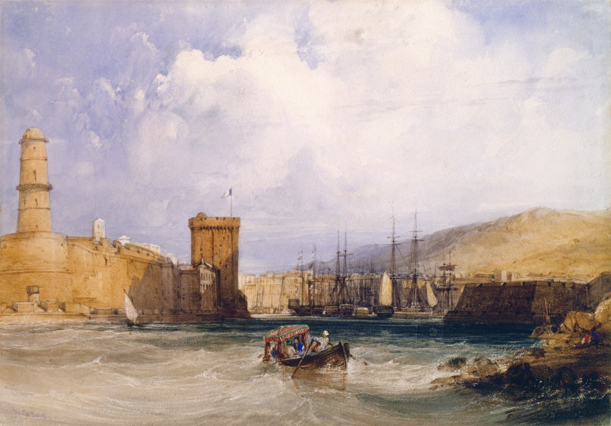 A entrada para o porto de Marselha (wc) de John Callow