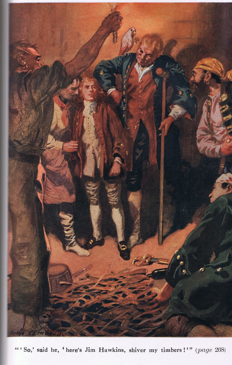 Então ele disse Aqui está Jim Hawkins, arrepio minha madeira, ilustração de &39;Treasure Island&39; de Robert Louis Stevenson de John Cameron