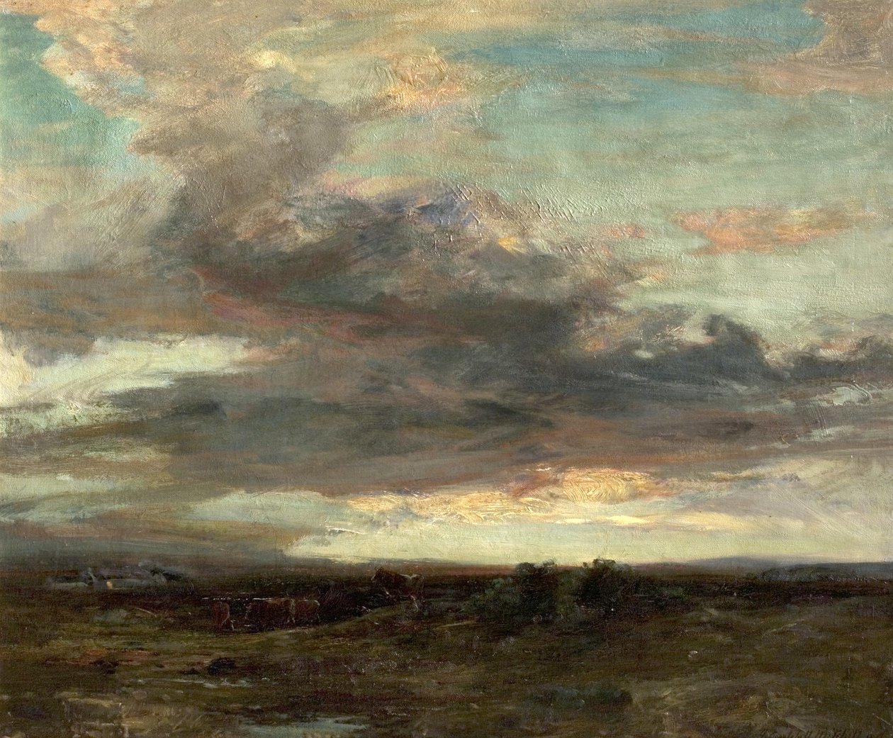O Argyllshire Moor, Escócia, Pôr Do Sol, 1907 de John Campbell Mitchell
