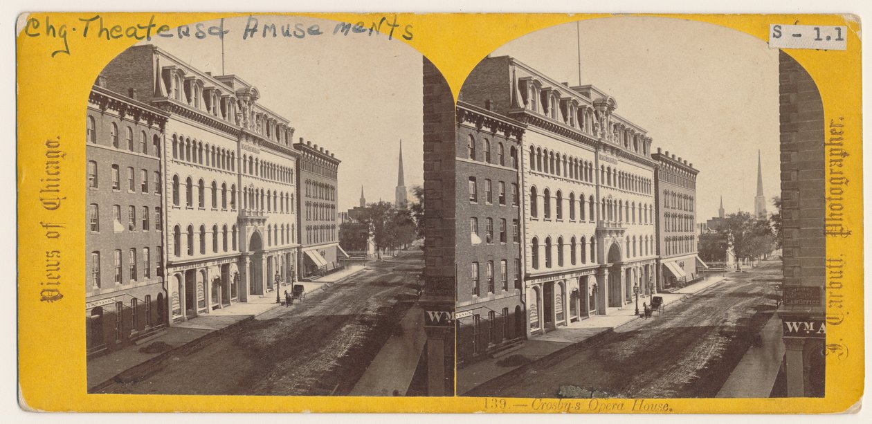Vista do Crosbys Opera House antes do incêndio de Chicago de 1871 de John Carbutt