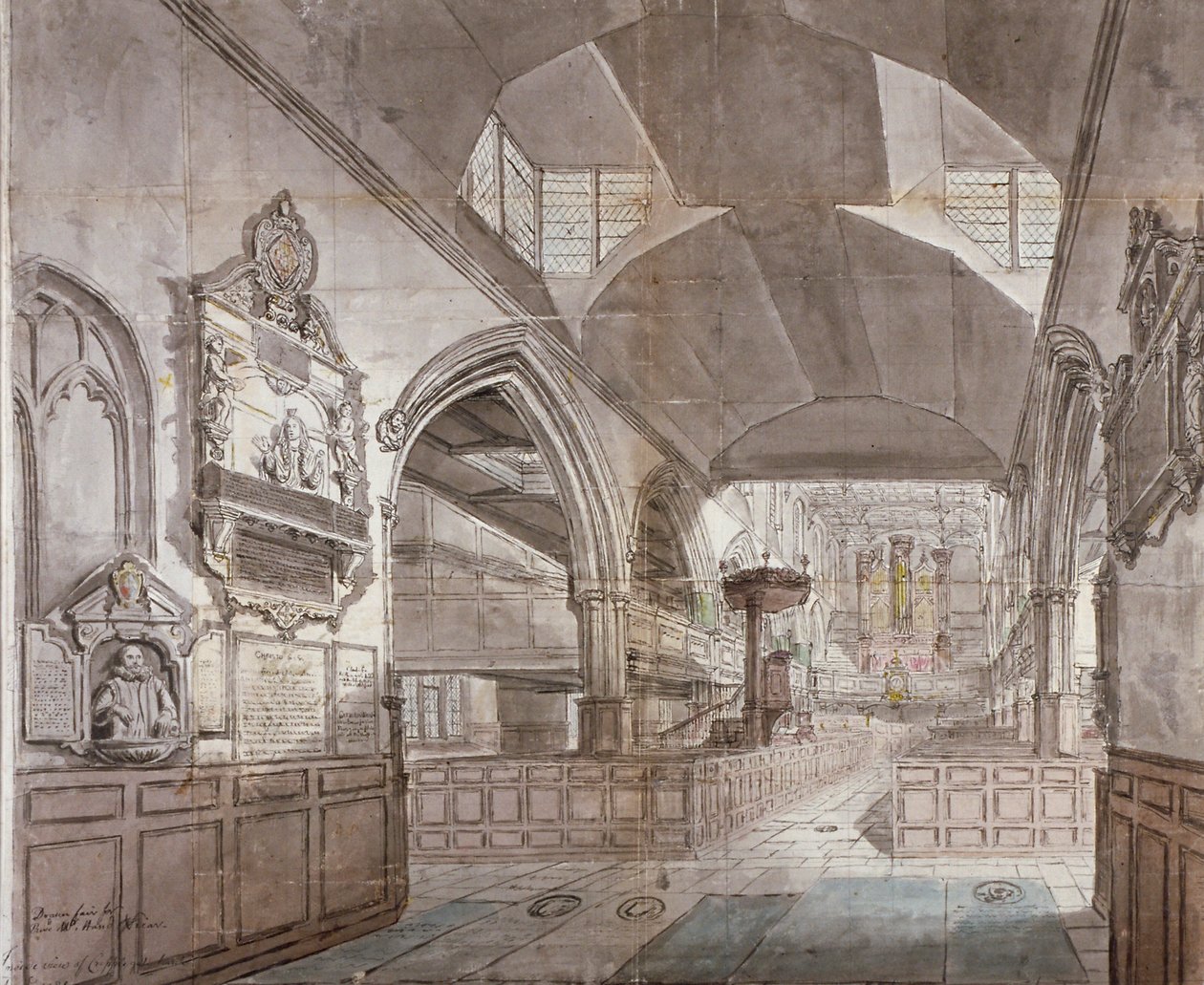 Igreja de St Giles sem Cripplegate, Cidade de Londres, 1781 de John Carter